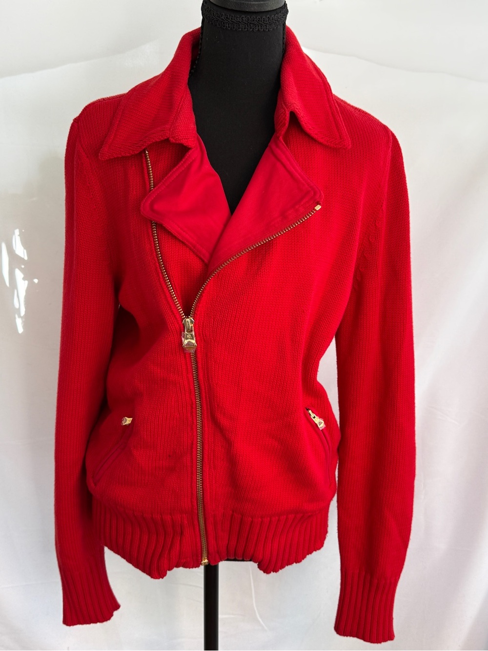 Lauren Ralph Lauren Red Zip-Front Bomber Jacket